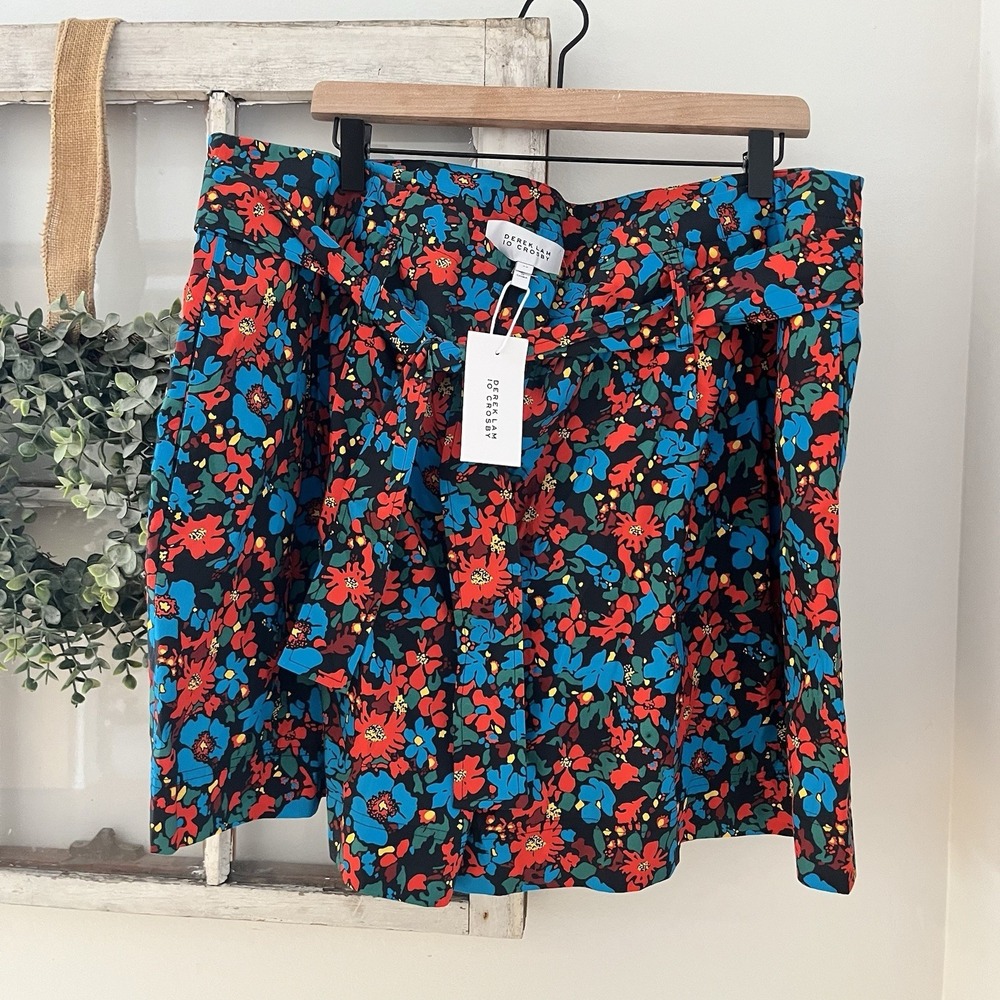 NWT $295 Derek Lam 10 Crosby Floral Reese Paper Bag Shorts Size 20